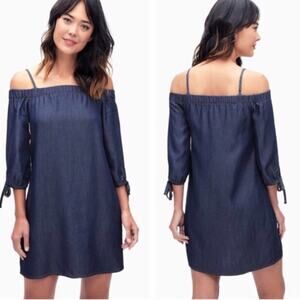 Splendid NWT Blue Shift Dress Chambray OTS Mini Spaghetti Straps Summer